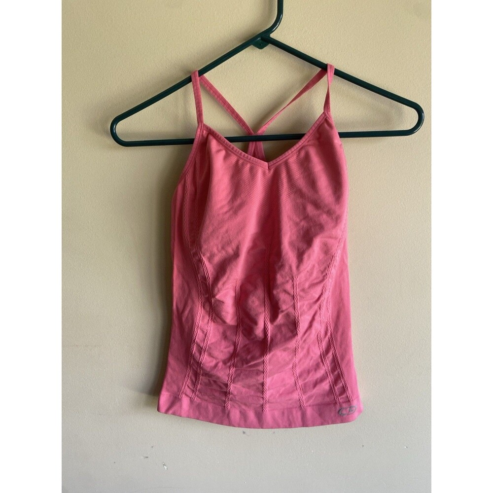 Champion Workout Strappy top Womens Medium Pink Fitted Ribbed